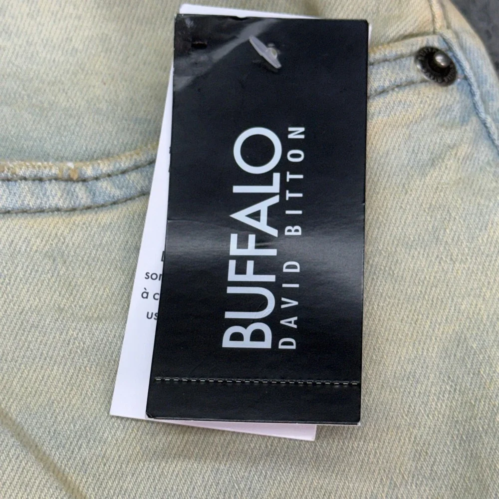 Buffalo David Bitton Jeans Mens 33x30 Light Wash Ash Slim Fit Dirty Blasted New